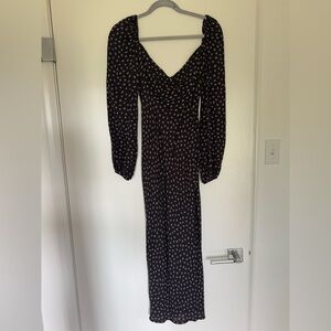 AFRM black/floral long sleeve midi dress